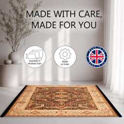 Brown Beige Persian Medallion Traditional Rug Non-Slip Soft Area Carpet Bedroom Living Room Hallway Mat Decor - Made in UK - thumbnail 2
