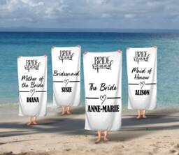 Personalised Beach Towel, Bride Squad Towels, Hen Do Pool Custom Swim Holiday Party