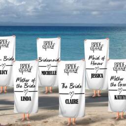 Personalised Beach Towel, Bride Squad Towels, Hen Do Pool Custom Swim Holiday Party - thumbnail 2