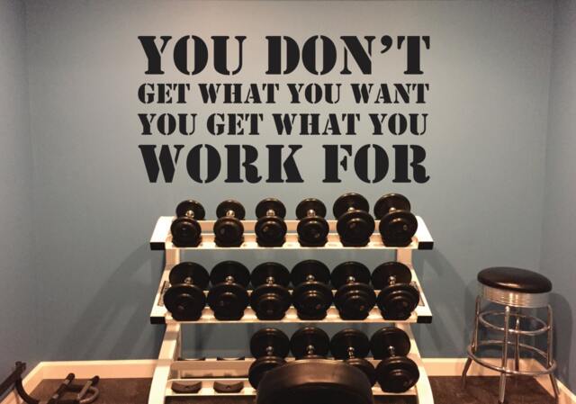 Classroom Decor, Gym Vinyl Wall Decal Sticker, Physical Therapy, School Sports, You Don't Get What Want, Work For 380 - image 1