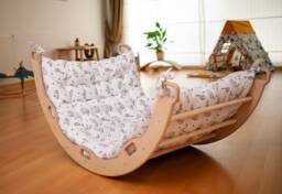 Montessori Gym With Xl Cushion & Climbing Ramp, Indoor Swing For Toddler, Boho Nursery Furniture - thumbnail 1