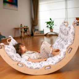 Montessori Gym With Xl Cushion & Climbing Ramp, Indoor Swing For Toddler, Boho Nursery Furniture - thumbnail 3