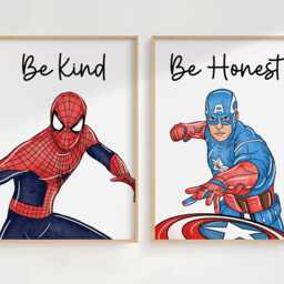 Superhero Affirmation Prints - Set Of 5 Boys Nursery Wall Art, Printed Or Framed - thumbnail 3