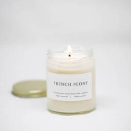 French Peony Soy Candle - Hand-Poured, Floral Scent, 8 Oz - thumbnail 1