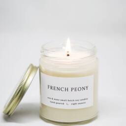 French Peony Soy Candle - Hand-Poured, Floral Scent, 8 Oz - thumbnail 2