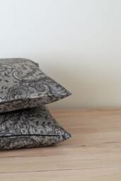 Black Linen Pillow Cover Damask Sofa Case Set Of 2 Accent Throw Decorative Cushion - thumbnail 1