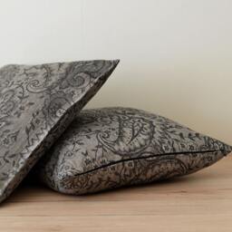 Black Linen Pillow Cover Damask Sofa Case Set Of 2 Accent Throw Decorative Cushion - thumbnail 2
