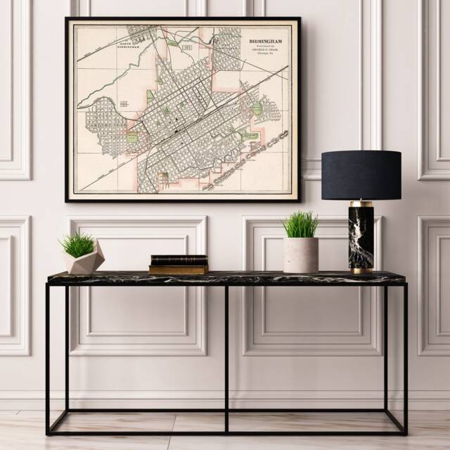Map Of Birmingham - Alabama - Old Map Fine Reproduction, Available On Canvas Or Paper - image 1