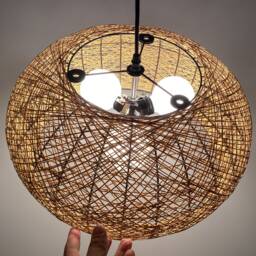 Hand Woven Paper Rope Pendant Light Custom Colors - thumbnail 3