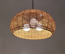 Hand Woven Paper Rope Pendant Light Custom Colors - thumbnail 1