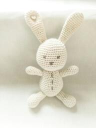 Organic Crochet Bunny Toy, Handmade Cotton Amigurumi, Baby Gift - thumbnail 1