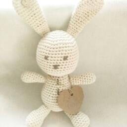Organic Crochet Bunny Toy, Handmade Cotton Amigurumi, Baby Gift - thumbnail 3