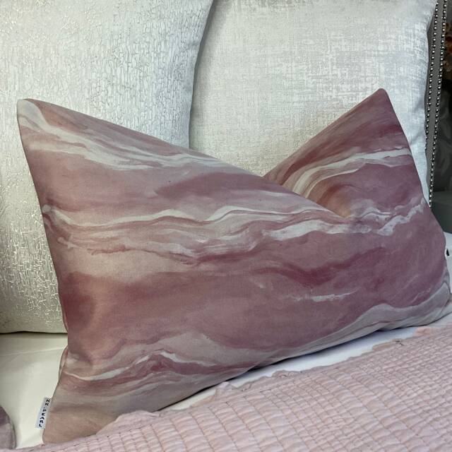"Pink Marble Decorative Cushion Cover, Pillow Throw 12"" X 20" - image 1