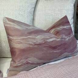 "Pink Marble Decorative Cushion Cover, Pillow Throw 12"" X 20" - thumbnail 1