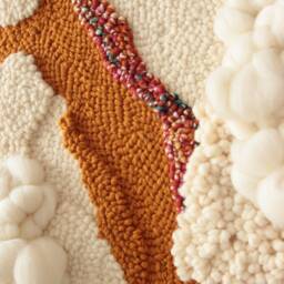 Sunlit - Yarn Painting With Textured Clouds, Abstract Textile Wall Art, Modern Wool Hanging - thumbnail 4