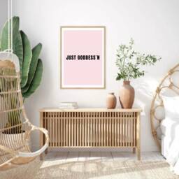 Inspirational Wall Print, Just Goddess'n, Positive Vibes Art, Fun Decor, Typography Quote Art Pink Print - thumbnail 3