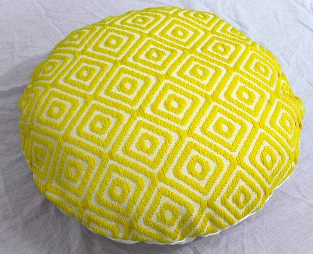Lemon Yellow Geometric Floor Pillow Cover Round Meditation Cushion - image 1