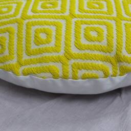 Lemon Yellow Geometric Floor Pillow Cover Round Meditation Cushion - thumbnail 2