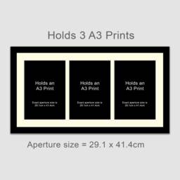 Large Multi Photo Frame To Hold 3 A3 Prints Or Photos in A 33mm Black Wooden - thumbnail 2