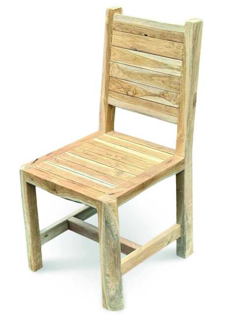 Solid Teak Rustic Slatted Chair For Indoor Or Outdoor Use - image 1