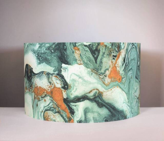 Green Marbled Fabric Lampshade, White Lining Option, 20cm To 50cm ?? Handmade By Vivid Shades, For Standard Lamp Or Ceiling - image 1