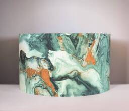 Green Marble Fabric Lampshade, Handmade For Ceiling Or Lamp Base, 30cm To 50cm Diameters