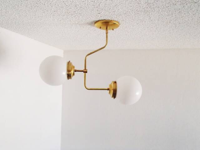 Flush Mount Ceiling Light - Modern Brass Contemporary Lighting Globe Shade Geometric - image 1