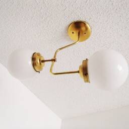 Flush Mount Ceiling Light - Modern Brass Contemporary Lighting Globe Shade Geometric - thumbnail 3