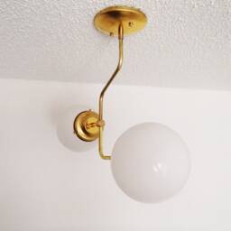 Flush Mount Ceiling Light - Modern Brass Contemporary Lighting Globe Shade Geometric - thumbnail 2