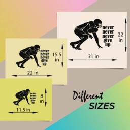 In-Style Decals Wall Vinyl Decal Home Decor Art Sticker Football Player Never Give Up Quote Sportsman Sports Boy Man Room Mural Design 180 - thumbnail 2