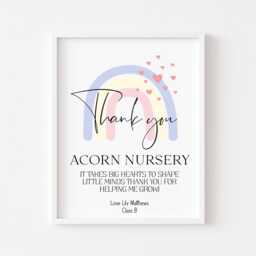 Personalised Rainbow Hearts Thank You Teacher Or Nursery Gift Unframed Wall Art Poster Print - thumbnail 2