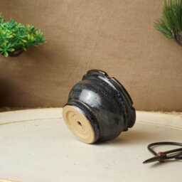 Handmade Purple Oil Spot Bonsai Pot. 7cm Diameter, 4cm High. G2560 - thumbnail 3