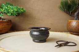 Handmade Purple Oil Spot Bonsai Pot. 7cm Diameter, 4cm High. G2560 - thumbnail 1
