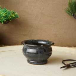 Handmade Purple Oil Spot Bonsai Pot. 7cm Diameter, 4cm High. G2560 - thumbnail 2