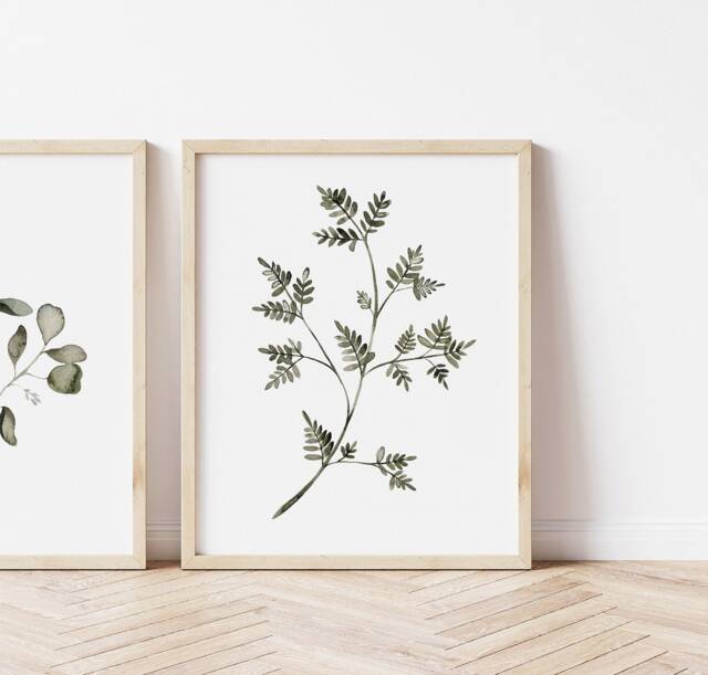 Watercolor Fern Print Green Botanical Wall Art - image 1