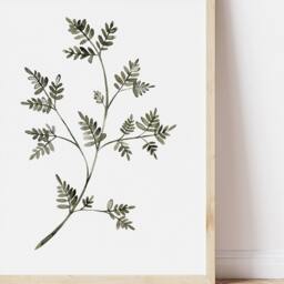 Watercolor Fern Print Green Botanical Wall Art - thumbnail 2