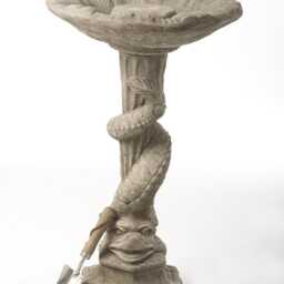 Serpent Design Stone Birdbath Oriental Garden Decor, Dgs Statues - thumbnail 4