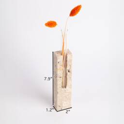 Handmade Beige Travertine Planter With Glass Tube - thumbnail 4