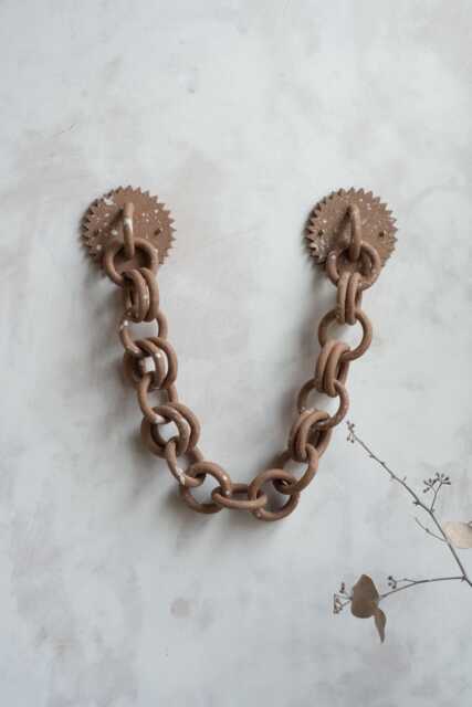stoneware Ceramic Link Chain Wall Hanging Nomadic Sculpture - image 1