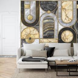 Abstract Geometric Mosaic Wallpaper Mural, Gold Metallic Peel & Stick - thumbnail 2