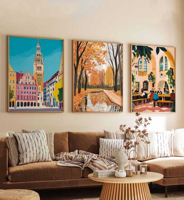 Set Of 3 Munich Posters, Germany Travel Prints, German City Wall Art Set, Bavarian Decor, Oktoberfest Gift Art, Europe Prints - image 1