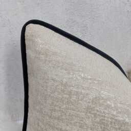 Lumbar Black Piped Beige/Gold Pillow Case Chenille Cushion Cover Textured Chenille. Throw Pillow For Sofa Bed Euro Sham - thumbnail 4