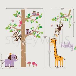 Jungle Animals Safari Tree Decal Children Wall Decal Personalized Huge Set Nursery Kids Playroom Sticker Decor Baby - thumbnail 2