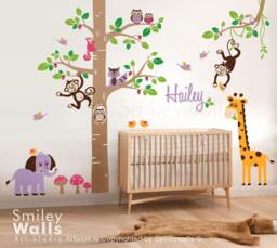 Jungle Animals Safari Tree Decal Children Wall Decal Personalized Huge Set Nursery Kids Playroom Sticker Decor Baby