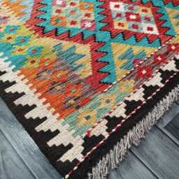 Classic Rug, Handmade Artisan Afghan Turkish Scandinavian Navajo Bohemian Wool Flatweave Multicolour Kilim Rug 154x103 cm - thumbnail 2