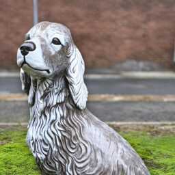 Stone Cocker Spaniel Dog Statue Garden Pet Sculpture Handmade Concrete Ornament Outdoor Cement Figure Memorial Decor Art - thumbnail 2