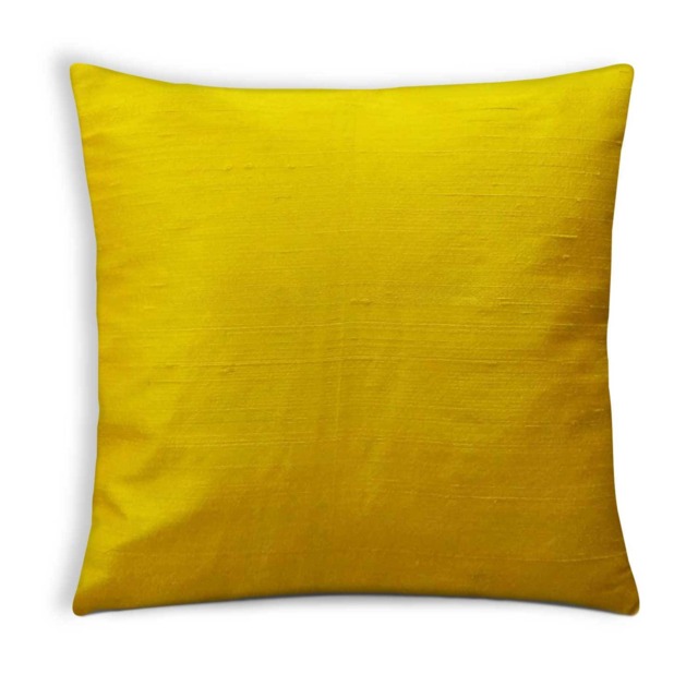 Yellow Raw Silk Pillow Cover - Handmade Decorative Cushion - image 1