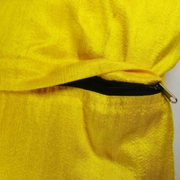 Yellow Raw Silk Pillow Cover - Handmade Decorative Cushion - thumbnail 2
