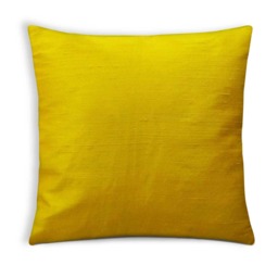 Yellow Raw Silk Pillow Cover - Handmade Decorative Cushion - thumbnail 1