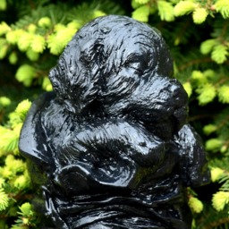 Handcrafted Black Concrete Dog in Boot Statue Whimsical Garden Decor, Pet Memorial Tribute - thumbnail 2